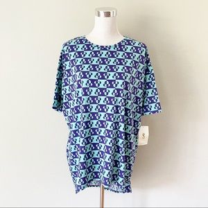 Disney Lularoe  Oversize Green/Purple Stretch Top Tunic Size S